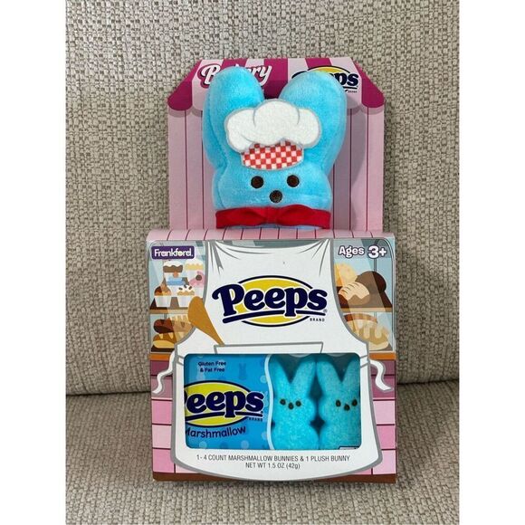 PEEPS BLUE PLUSH BAKERY BUNNY PEEP W/CANDY - Picture 1 of 4